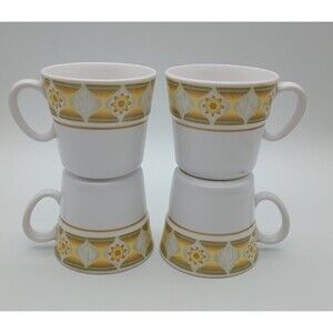 Noritake Progression Sunglow Mugs Set Of 4 MCM 9042 Yellow Green
